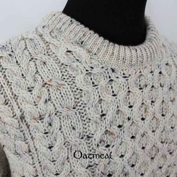 NEW Mens Aran Irish Fisherman Sweater Crew Wool - Picture 5 of 9